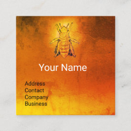 金ゴールドミツバチ、養蜂、養蜂家養蜂黄色 スクエア名刺