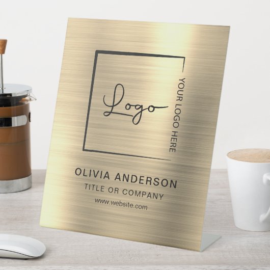 金ゴールドミニマリストのビジネスロゴプロフェッショナル モダン 台座サイン (インサイチュ)