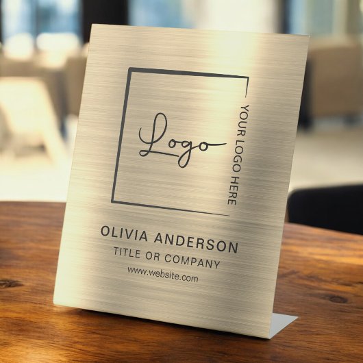 金ゴールドミニマリストのビジネスロゴプロフェッショナル モダン 台座サイン