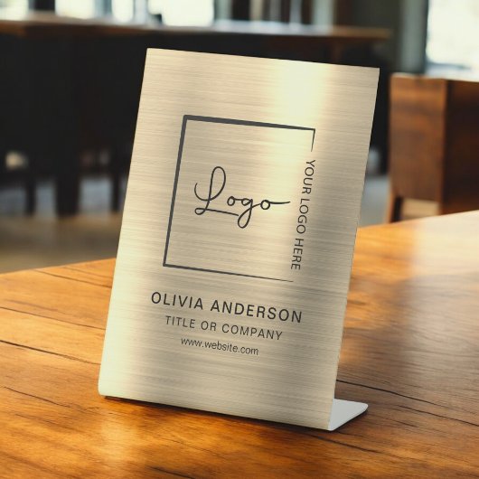 金ゴールドミニマリストのビジネスロゴプロフェッショナル モダン 台座サイン