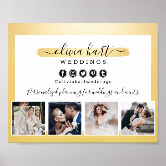 金ゴールドミニマリストビジネスマーケティング写真 ポスター (正面)