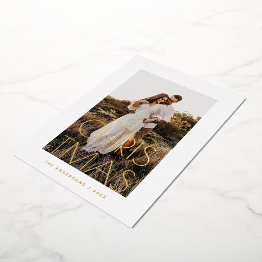 金ゴールドミニマリスト・クリスマス | 写真モダンあいさつ文 箔シーズンカード (回転した状態)