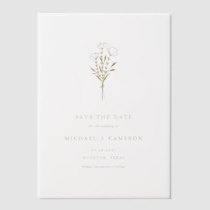 金ゴールドミニマリストBotanical Save the Date ベラム紙招待状