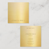 金ゴールドミニマリモダンストエリートテンプレートラグジュアリー スクエア名刺 (正面/裏面)