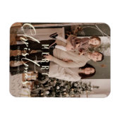 金ゴールドミニマルかわいいクリスマスフォトファミリー マグネット (横)