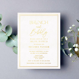 金ゴールドミニマルエレガントブライダルシャワー 箔招待状ポストカード