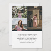 金ゴールドミニマルグラードキャップフォトコラージュ卒業 案内状 (裏面)