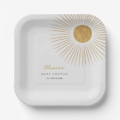 金ゴールドミニマルサンシャインベビーシャワー紙プレート ペーパープレート (正面)