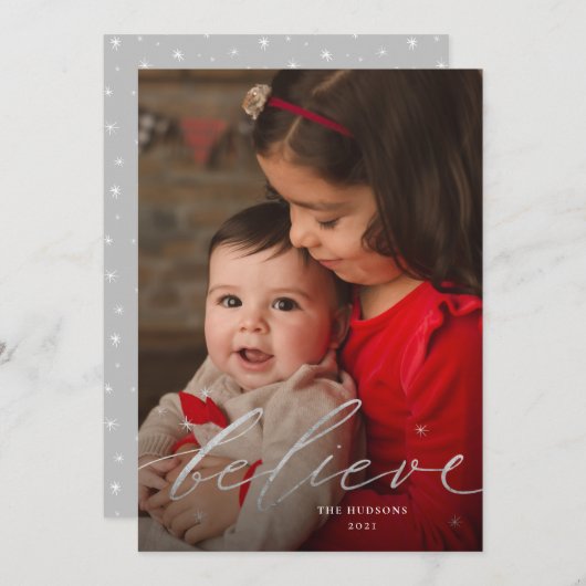 金ゴールドミニマルスクリプトカリグラフィフラットホリデー シーズンカード (正面/裏面)