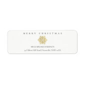 金ゴールドミニマルスノーフレーク・メリークリスマス・アドレス ラベル (正面)