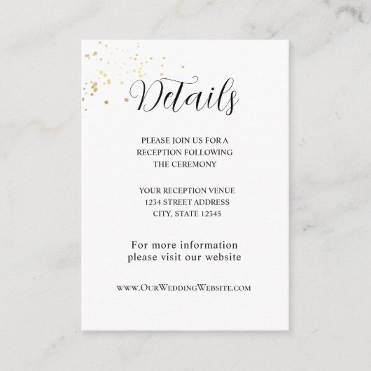 金ゴールドミニマルスプラッシュ結婚デザイン エンクロージャーカード (正面)