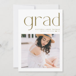 金ゴールドミニマルタイポグラフィ写真卒業 案内状