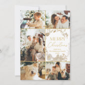金ゴールドミニマルフローラリースフォトクリスマスカード シーズンカード (正面)