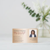 金ゴールドミニマルプロフェッショナル写真公証人サービス 名刺 (スタンド正面)