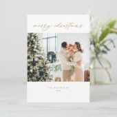 金ゴールドミニマルホワイトスクエレガントリプトのクリスマスフォト シーズンカード (スタンド正面)