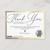 金ゴールドミニマルホワイトブラックスクリプトお客様ありがとうございます 名刺 (正面)