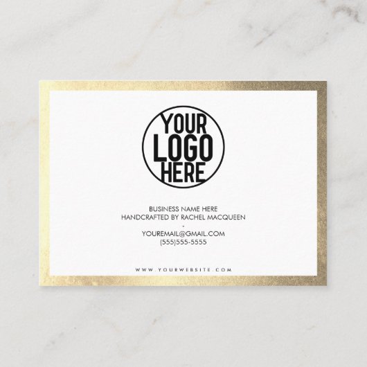 金ゴールドミニマルホワイトブラックスクリプトお客様ありがとうございます 名刺 (裏面)