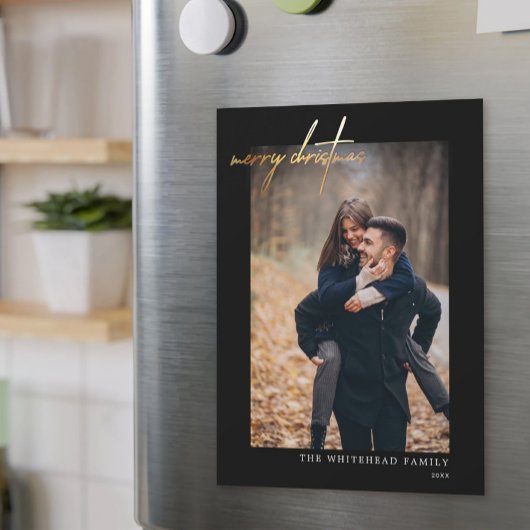 金ゴールドミニマルメリークリスマスブラック磁気カード