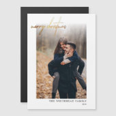 金ゴールドミニマルメリークリスマスホワイト磁気カード (正面/裏面)