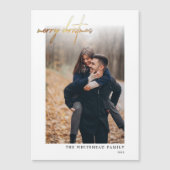 金ゴールドミニマルメリークリスマスホワイト磁気カード (正面)