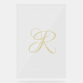 金ゴールドミニマルモノグラ澄んム結婚の歓迎 アクリルサイン (正面)