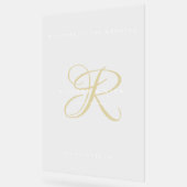 金ゴールドミニマルモノグラ澄んム結婚の歓迎 アクリルサイン (傾斜)