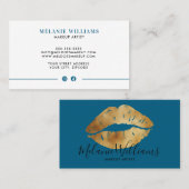 金ゴールドミニマルリップメイクアップアーティスト向け名刺 名刺 (正面/裏面)