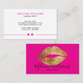 金ゴールドミニマルリップメイクアップアーティスト向け名刺 名刺 (正面/裏面)