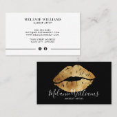 金ゴールドミニマルリップメイクアップアーティスト向け名刺 名刺 (正面/裏面)