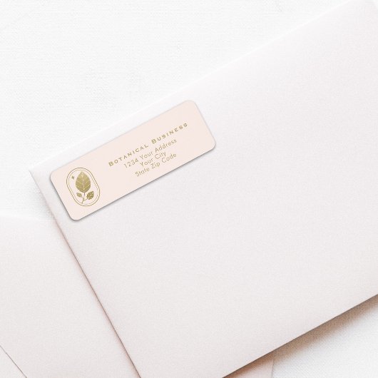 金ゴールドミニマルリーフ植物性ソフトピンクアドレス ラベル