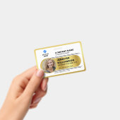 金ゴールドミニマル企業QR社員写真ID バッジ (手持ち)