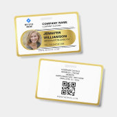 金ゴールドミニマル企業QR社員写真ID バッジ (正面＆裏面)