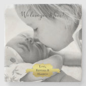 金ゴールドミニマル写真母の日の石コースター ストーンコースター (正面)