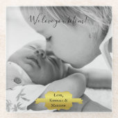 金ゴールドミニマル写真母の日ガラスのコースター ガラスコースター (正面)