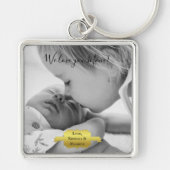 金ゴールドミニマル写真母の日キーチェーン キーホルダー (正面)