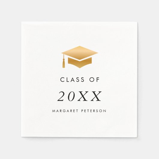 金ゴールドミニマル卒業式モダン会 スタンダードカクテルナプキン (正面)
