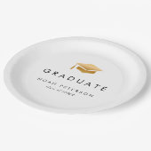 金ゴールドミニマル卒業式モダン会 ペーパープレート (アングル)