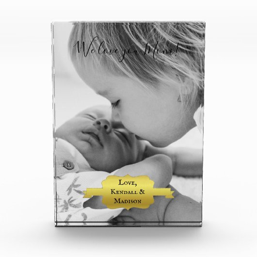 金ゴールドミニマル母の日の写真ブロック フォトブロック (正面)