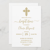 金ゴールドミニマル洗礼スペインの招待状 招待状 (正面/裏面)