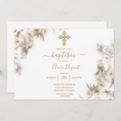 金ゴールドミニマル洗礼スペインの招待状 招待状 (正面/裏面)