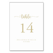 金ゴールドミニマル結婚リスト書道表番号 テーブルナンバー (正面)