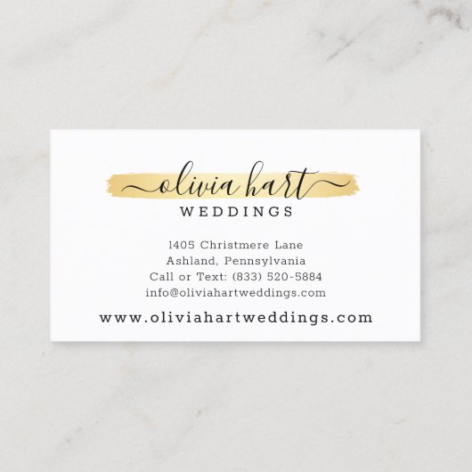 金ゴールドミニマル絵を描ススワッシュカスタムロゴのスタイリスト 名刺 (裏面)