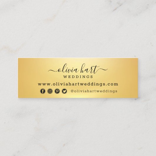 金ゴールドミニマル絵を描ススワッシュカスタムロゴPhoto Chic スキニー名刺 (裏面)