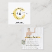 金ゴールドミニマル絵を描スロゴカスタム写真スタイリスト スクエア名刺 (正面/裏面)