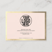 金ゴールドミニマル赤面ピンクスクリプトお客様ありがとうございます 名刺 (裏面)