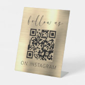 金ゴールドミニマルQRコー後を追ドInstagram上 台座サイン (正面)