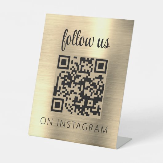金ゴールドミニマルQRコー後を追ドInstagram上 台座サイン (正面)