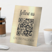 金ゴールドミニマルQRコー後を追ドInstagram上 台座サイン (インサイチュ)