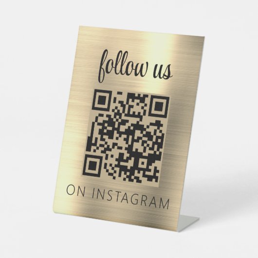金ゴールドミニマルQRコー後を追ドInstagram上 台座サイン (正面)