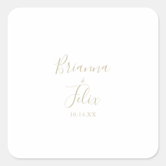 金ゴールドミニマ結婚リスト封筒用シール スクエアシール (正面)